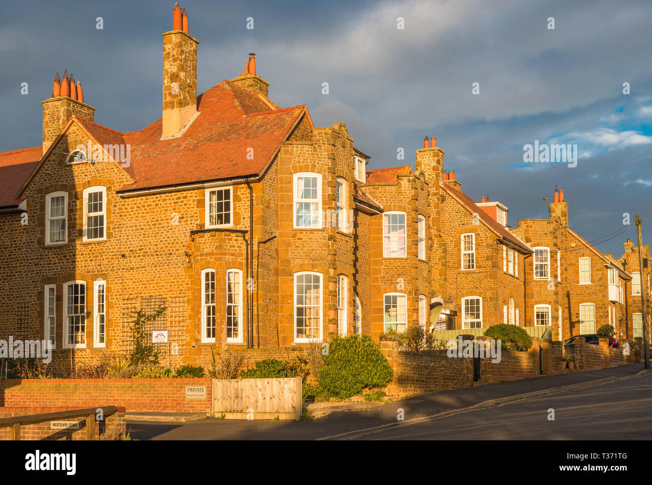 Casas Carstone, Hunstanton, Norfolk, Inglaterra, Reino Unido. Foto de stock