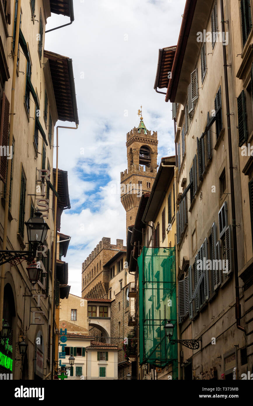 El Palazzo Vecchio, del ayuntamiento de Florencia, Italia. Foto de stock