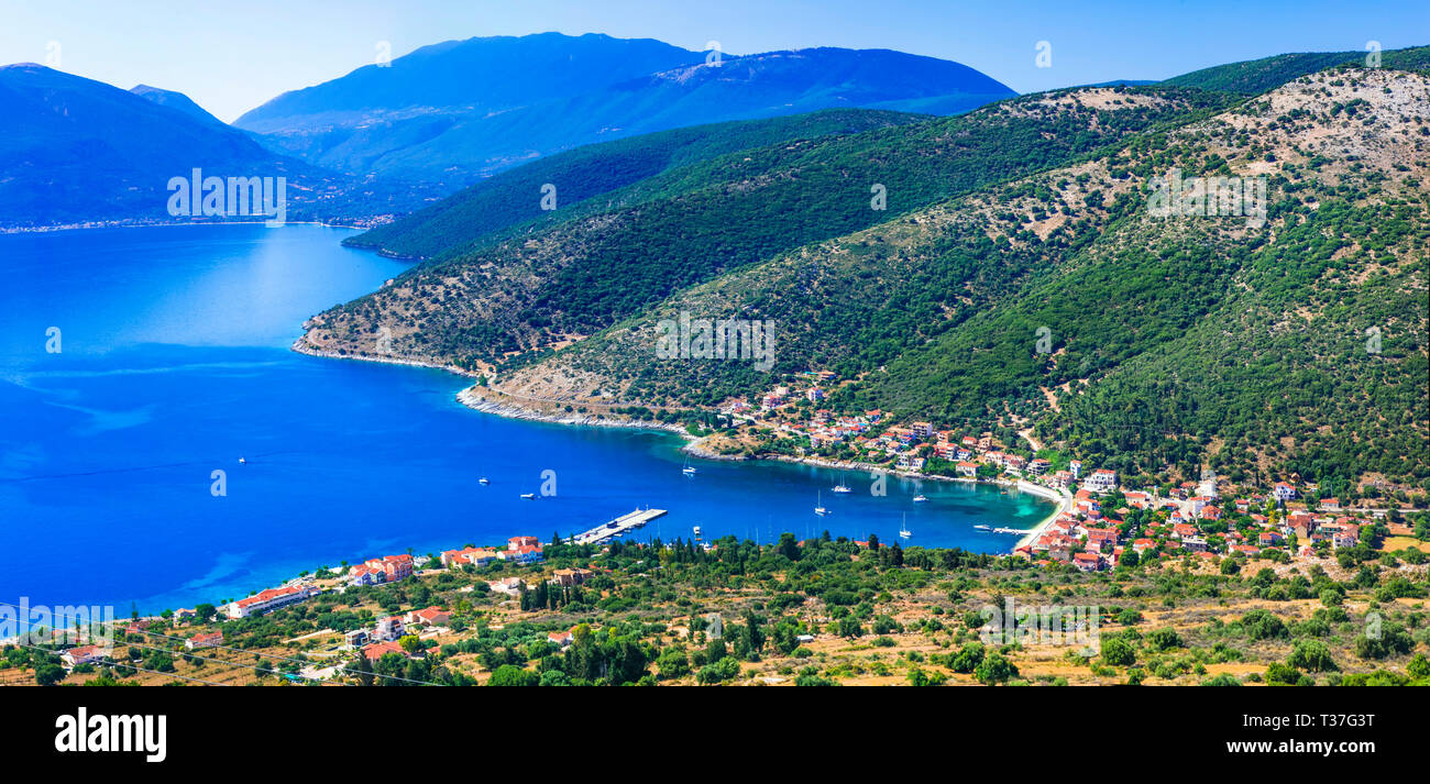 Agia Efimia hermoso pueblo,vistas panorámicas,Kefalonia, Grecia. Foto de stock