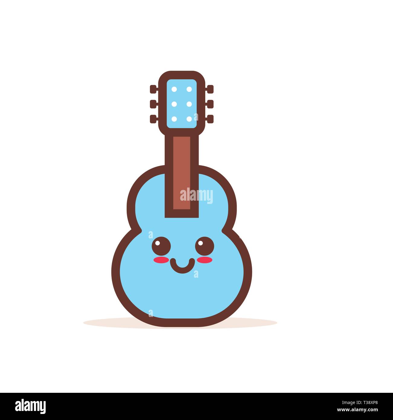 Cute dibujos animados de guitarra clásica de madera azul personaje de comic  con rostro sonriente feliz emoji estilo kawaii instrumento musical acústico  concepto vector illustra Imagen Vector de stock - Alamy