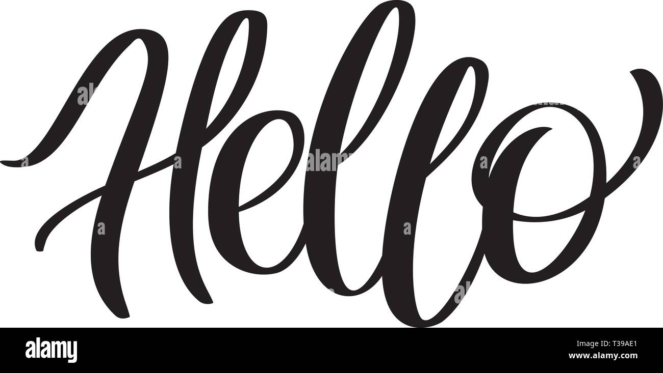 Palabra Hola para los saludos. El texto 'hola' - mano de letras, la  tipografía, la caligrafía. Script, vector de escritura a mano en un color  para la plantilla de recorte, prospectos Imagen