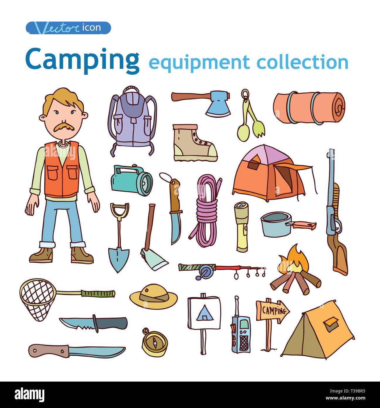 Conjunto De Iconos Vectoriales Camping Imagen Vector De Stock Alamy