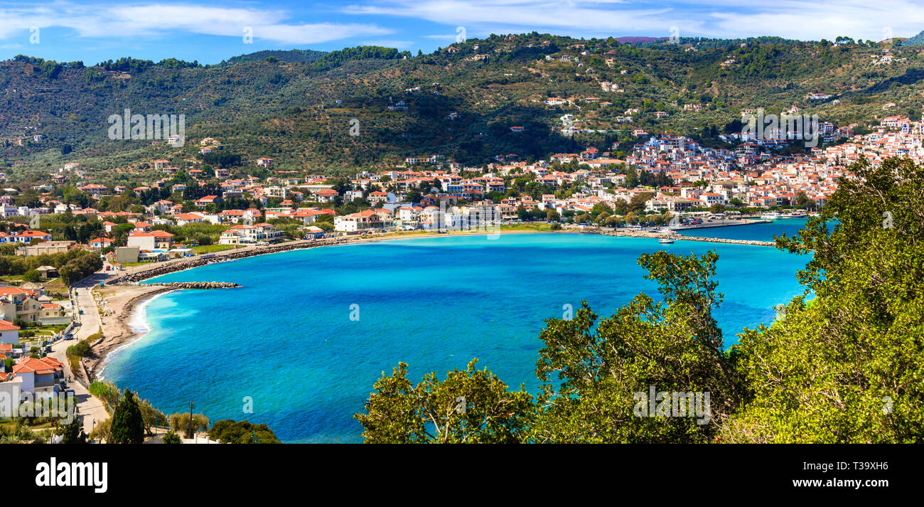 Impresionante isla Skopelos,vistas panorámicas,Grecia Foto de stock