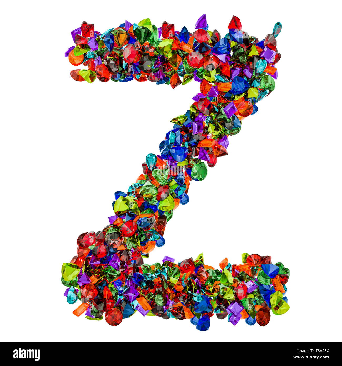 Letra Z De Piedras Preciosas De Colores 3d Rendering