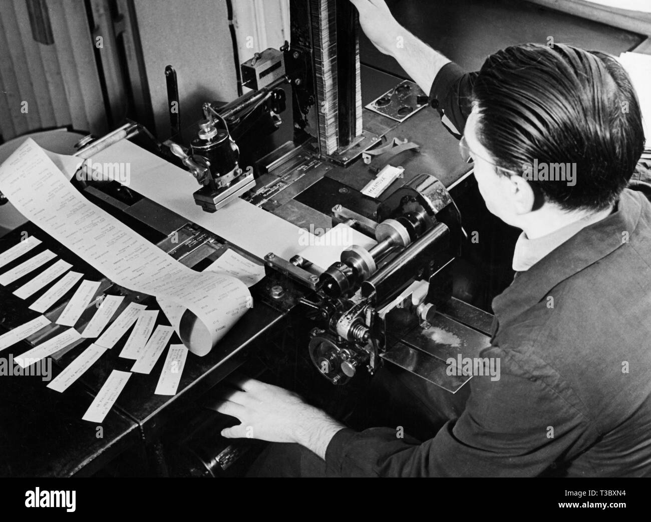 Máquina de impresión, 1950-55 Foto de stock