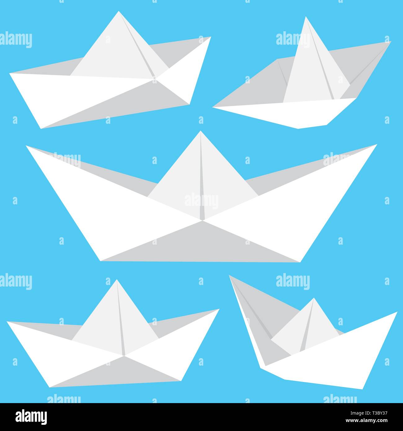 Origami blanco colección barquitos de papel. Ilustración vectorial Imagen  Vector de stock - Alamy