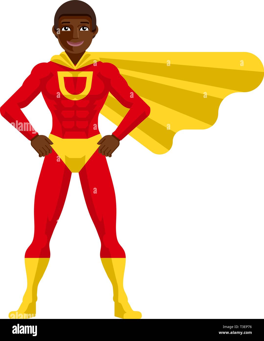Super héroe negro hombre Cartoon Ilustración del Vector