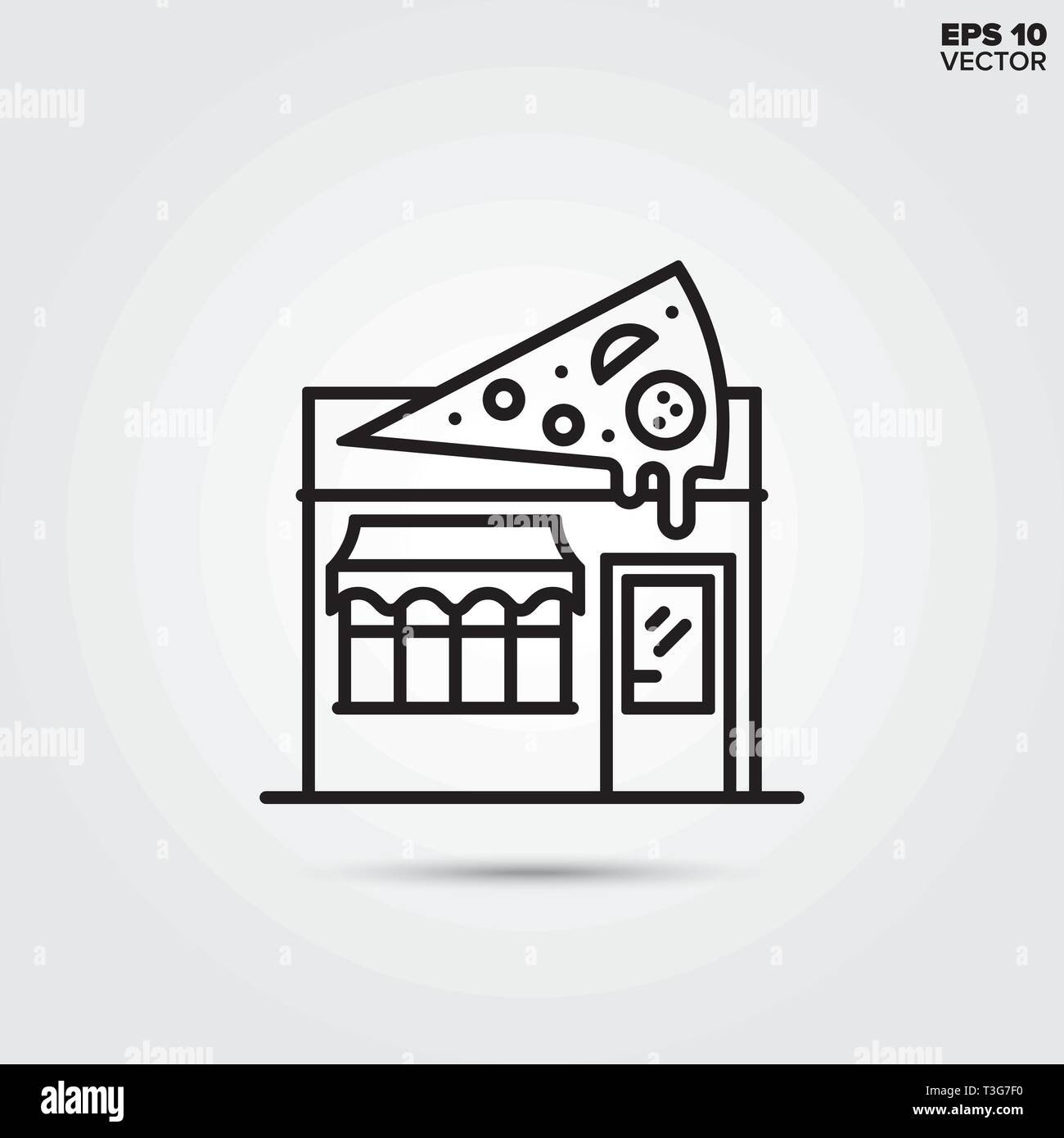 Icono de la línea de restaurantes de pizza. 10 EPS vector pizzería ilustración. Ilustración del Vector