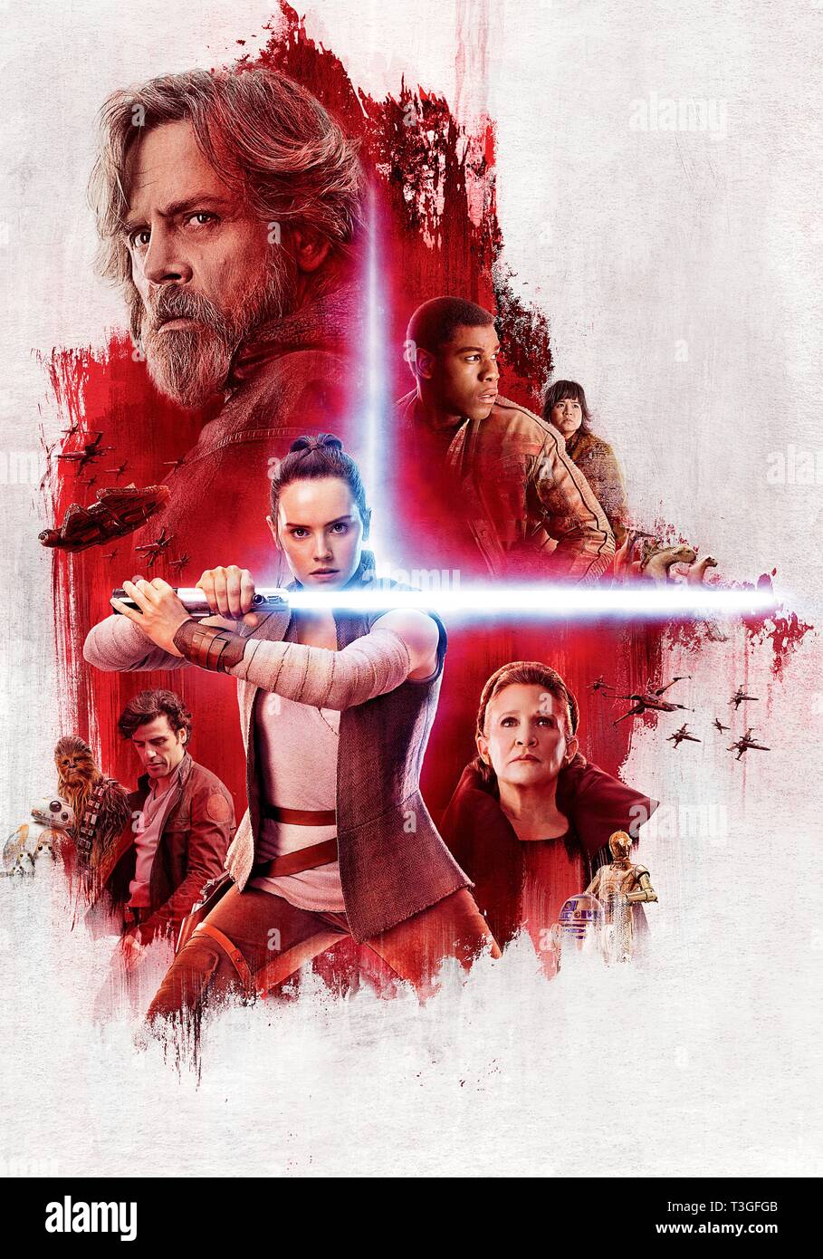 Star Wars: El último Jedi Año : 2017 EE UU Director: Rian Johnson Mark  Hamill, Daisy Ridley, John Boyega, Carrie Fisher, Oscar Isaac Poster (Arte)  clave Fotografía de stock - Alamy
