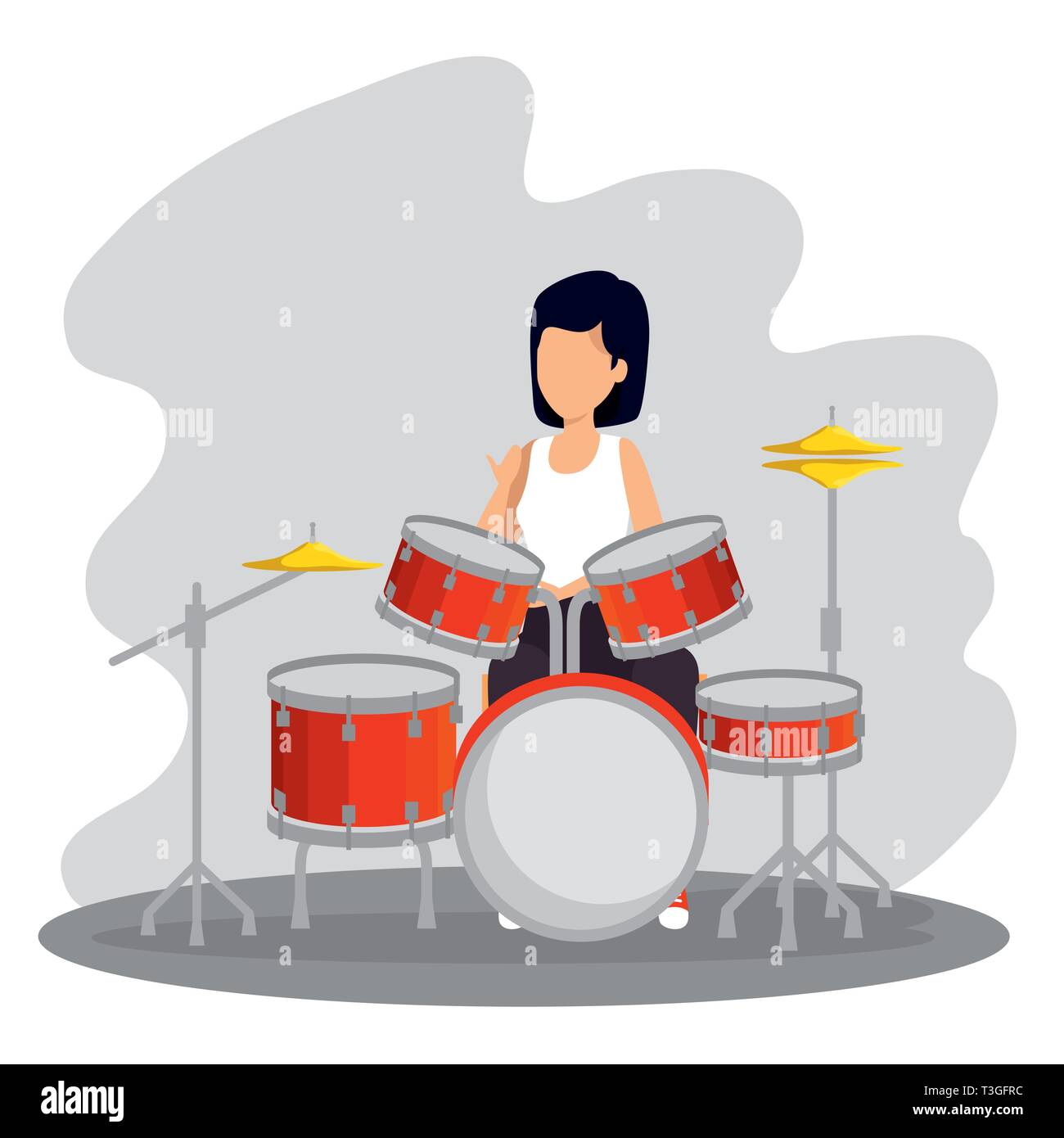 Mujer tocar batería de instrumentos musicales Imagen Vector de stock - Alamy