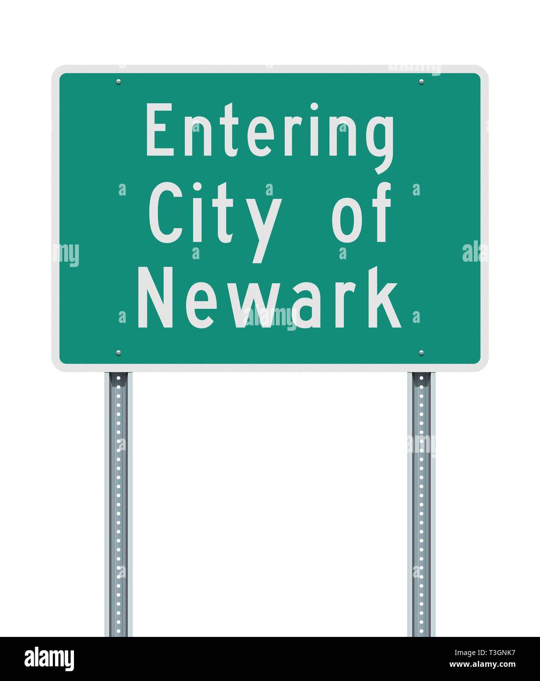 Ilustración vectorial de la entra en la ciudad de Newark señal de carretera verde Ilustración del Vector