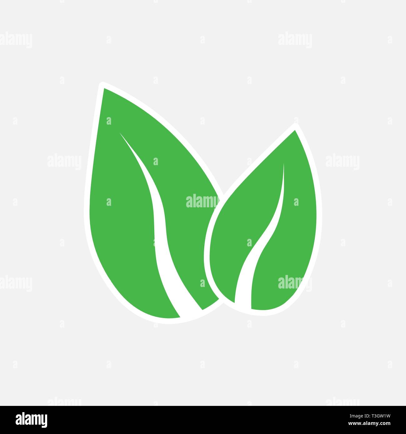 Hojas verdes, Eco icono. Ilustración vectorial, diseño plano. Ilustración del Vector