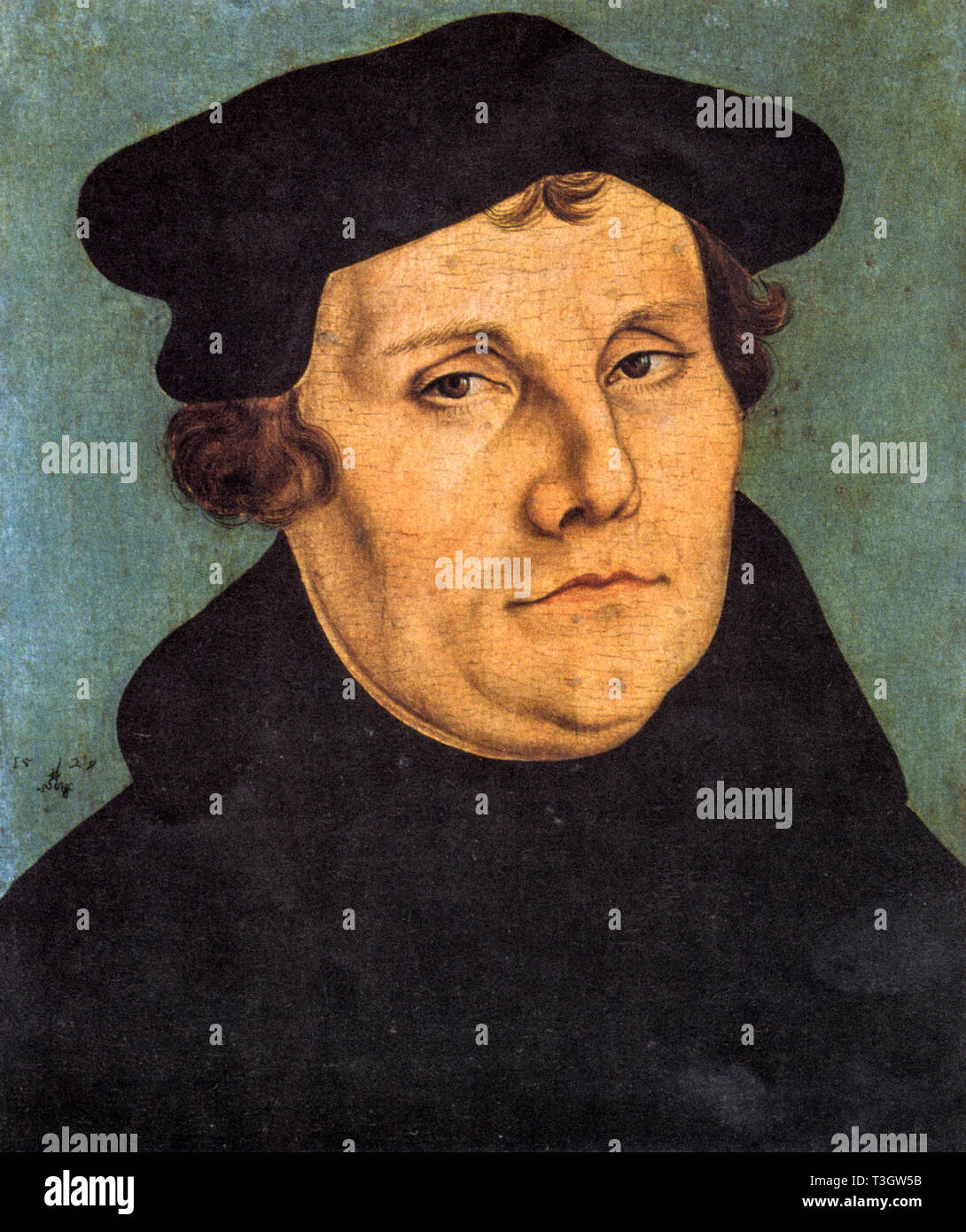 Retrato de Martín Lutero por Lucas Cranach 1529 ((Eisleben, 10 de noviembre de 1483 [1] - Eisleben, el 18 de febrero de 1546) - fue un teólogo alemán que inició la Reforma Protestante. La confesión cristiana sobre la base de su doctrina teológica es llamado el luteranismo Foto de stock
