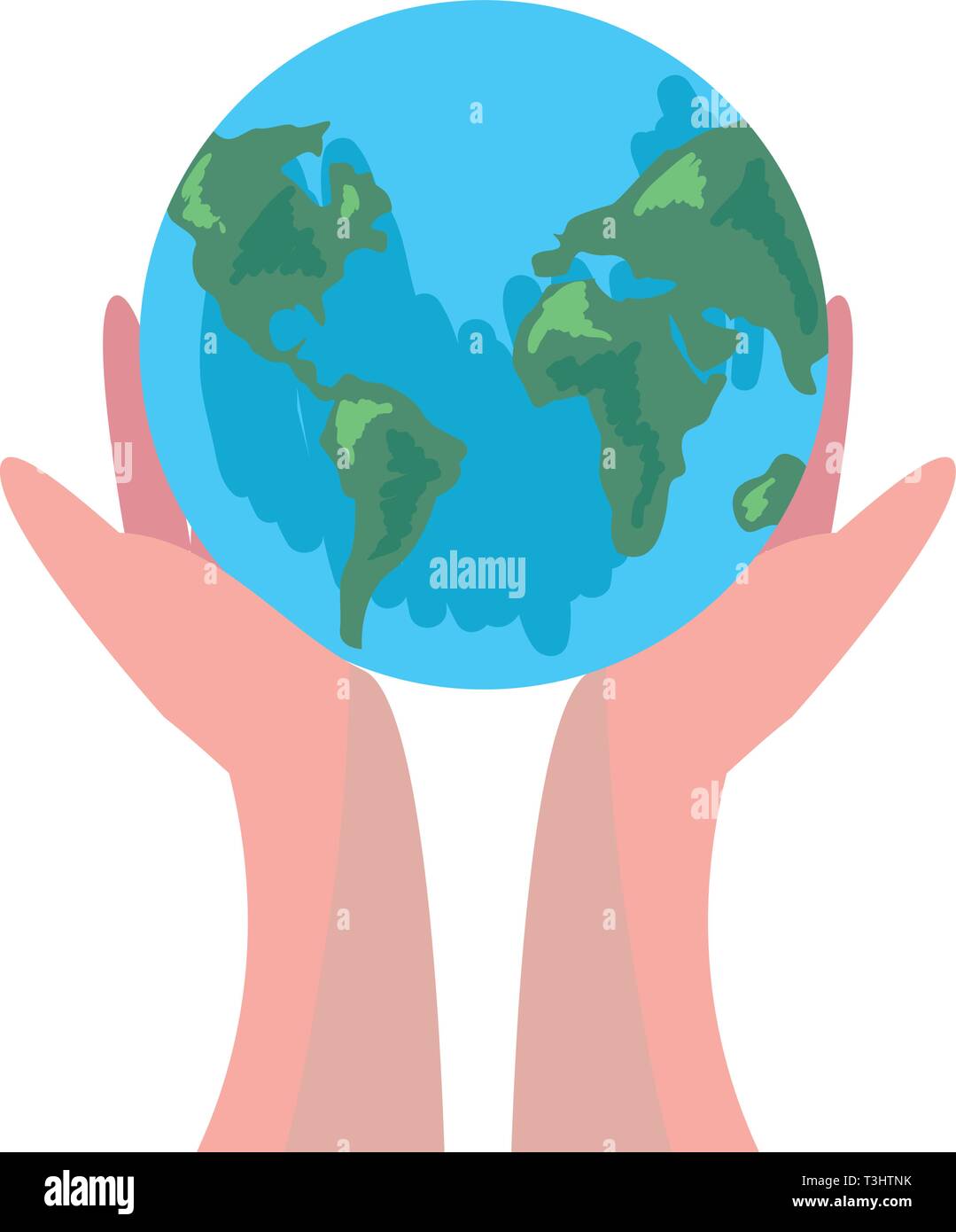 Manos Sosteniendo Mundo Feliz Dia De La Tierra Ilustracion Vectorial Imagen Vector De Stock Alamy