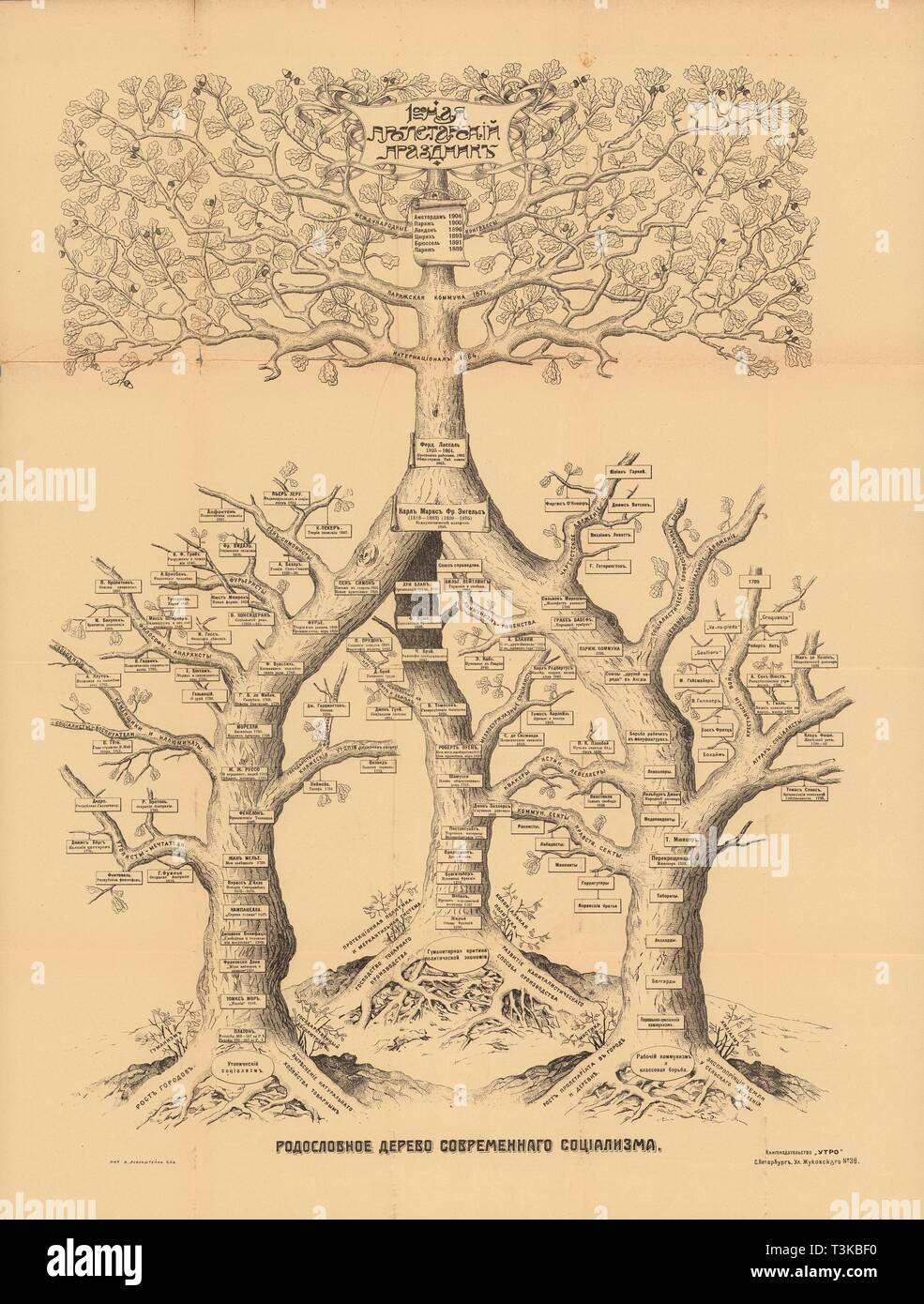 El árbol genealógico de socialismo moderno, 1906. Autor: Anónimo maestro. Foto de stock