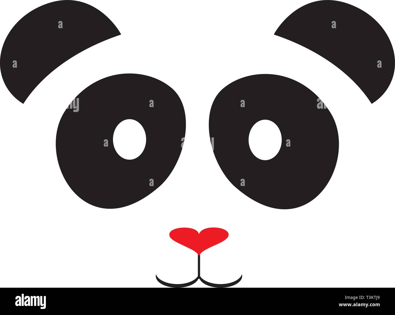 Ilustración vectorial de un simpático oso panda, con el corazón en la nariz. Ilustración del Vector