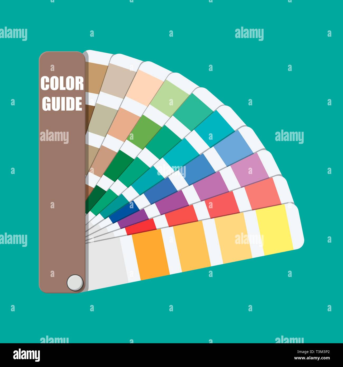 Muestra de color. Guía de paleta de color. Escala de colores. La  herramienta Arco iris para el diseñador, fotógrafo, artista. Catálogo de  muestras de color Pantone, libro. Vector Imagen Vector de stock -