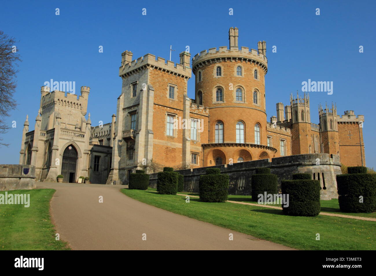 Castillo de Belvoir, asiento del duque de Rutland, Leicestershire, Inglaterra, Reino Unido - muelle Foto de stock