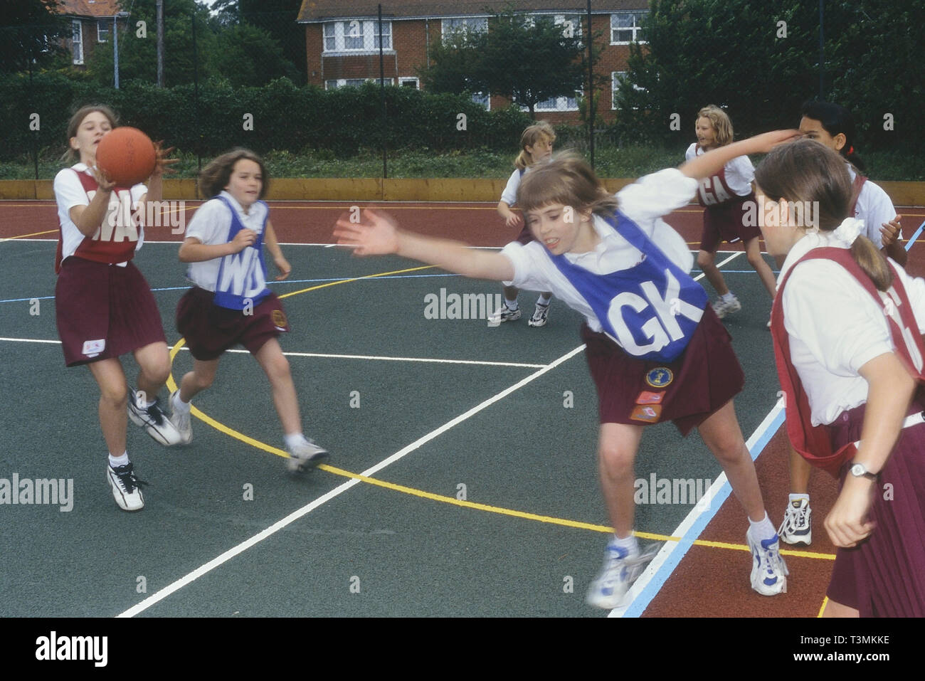 La escuela secundaria netball coinciden, Inglaterra, Reino Unido. Foto de stock