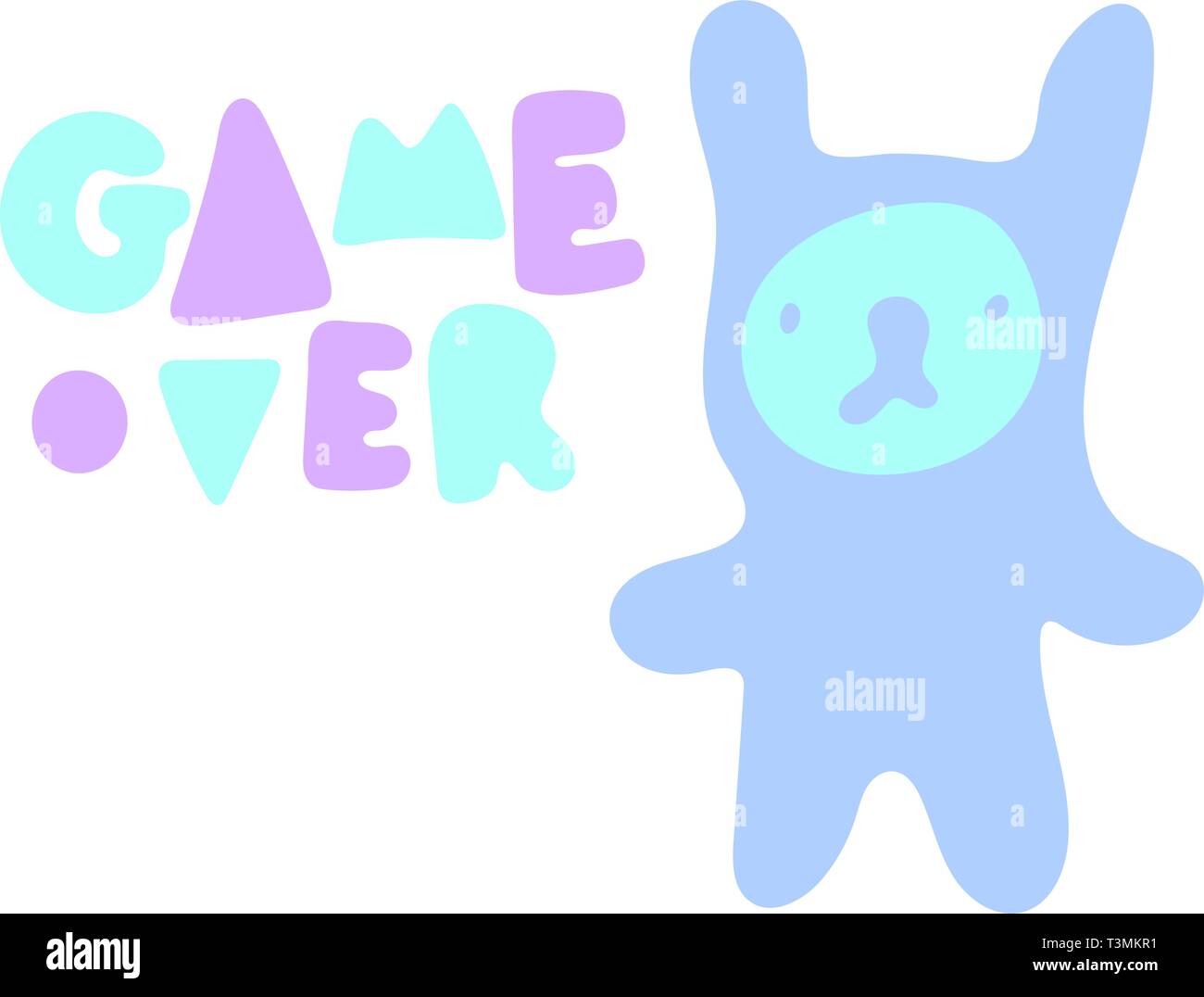 Ilustración vectorial dibujada a mano de un curioso personaje kawaii y  phrase Game Over. Los objetos aislados sobre fondo blanco. Doodle el  dibujo. Diseño Imagen Vector de stock - Alamy