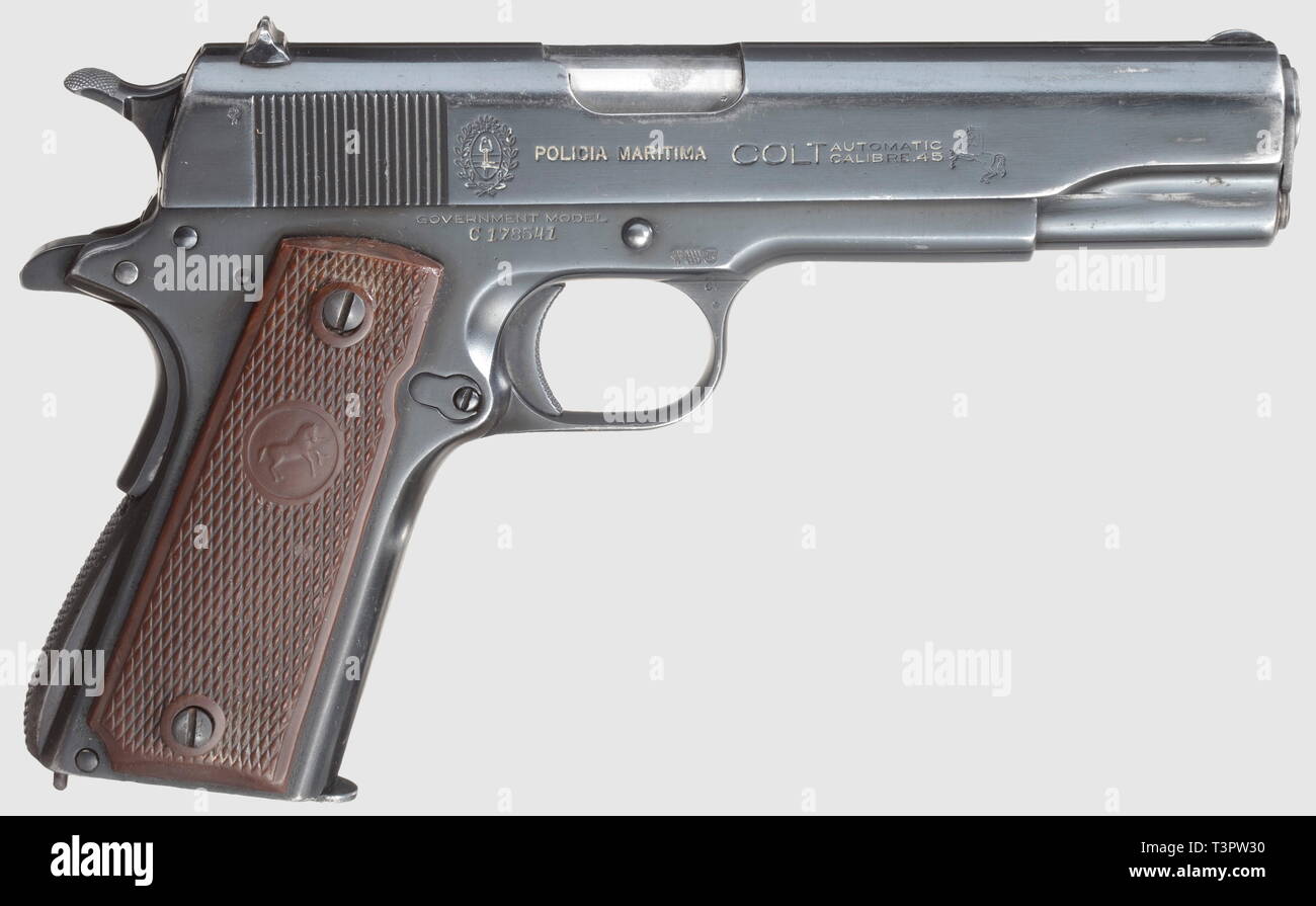 Las armas pequeñas, pistolas Colt, modelo 1911, calibre .45, sólo Editorial-Use Foto de stock