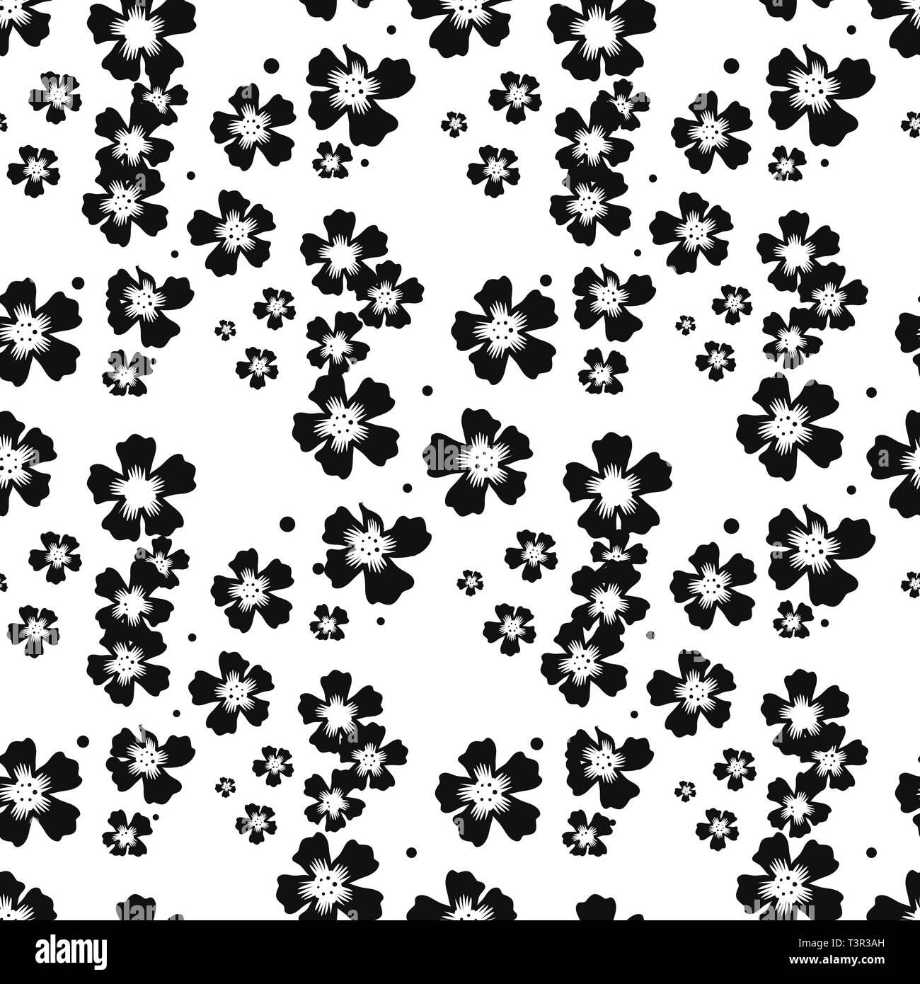 Patrón floral. Bonitas flores sobre fondo blanco. Impresión con pequeñas flores  negras. Ditsy print. Vector perfecta textura. Bouquet de primavera Imagen  Vector de stock - Alamy