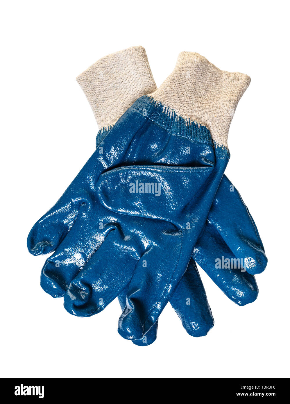 Los nuevos guantes de trabajo sobre fondo blanco aislado Foto de stock