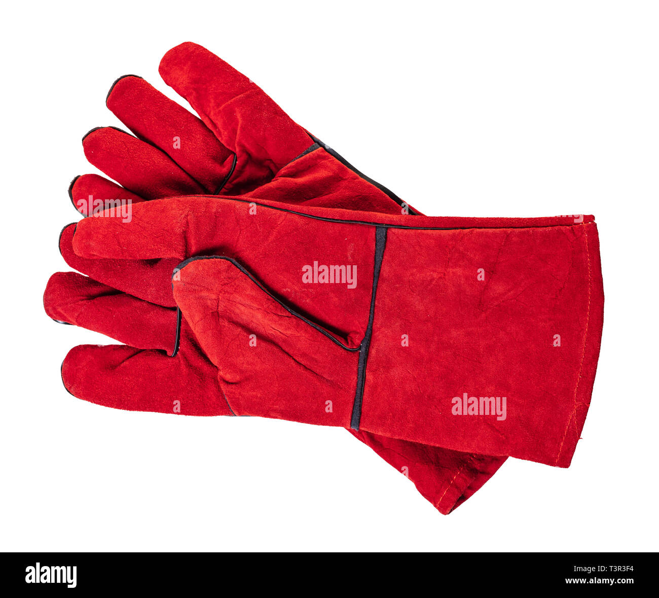 Los nuevos guantes de trabajo sobre fondo blanco aislado Foto de stock