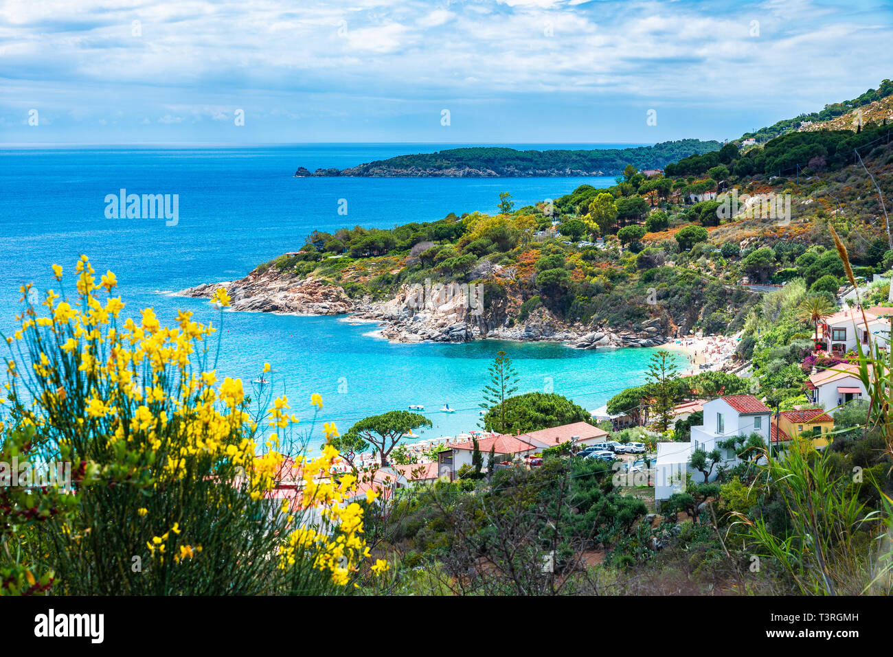 Vista de Cavoli beach, Isla de Elba, Toscana, Italia Foto de stock