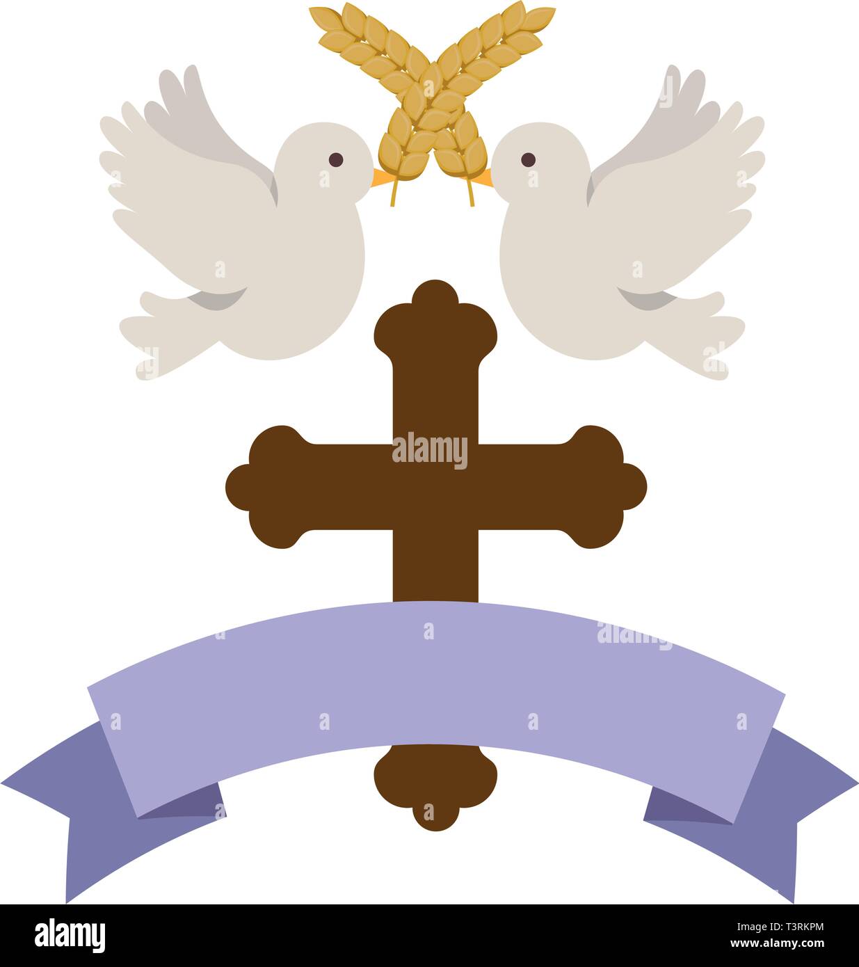 Persistencia neumonía Malversar Primera comunión cruz de madera con palomas Imagen Vector de stock - Alamy