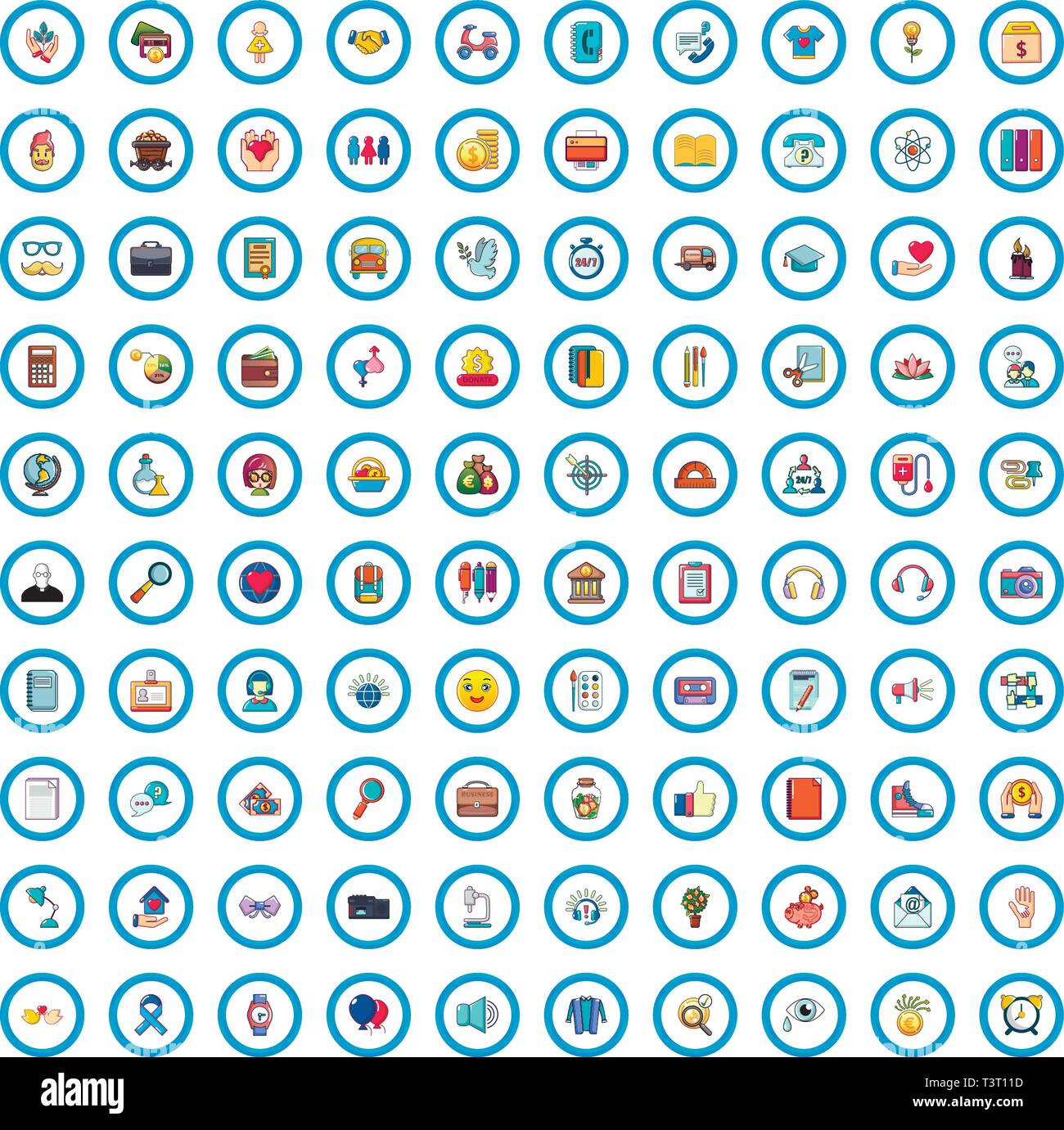 100 ciencias sociales, conjunto de iconos de estilo de dibujos animados  Imagen Vector de stock - Alamy