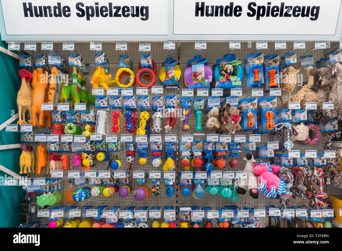 Juguetes para perros en la ferretería, Munich, la Alta Baviera, Baviera, Alemania Foto de stock