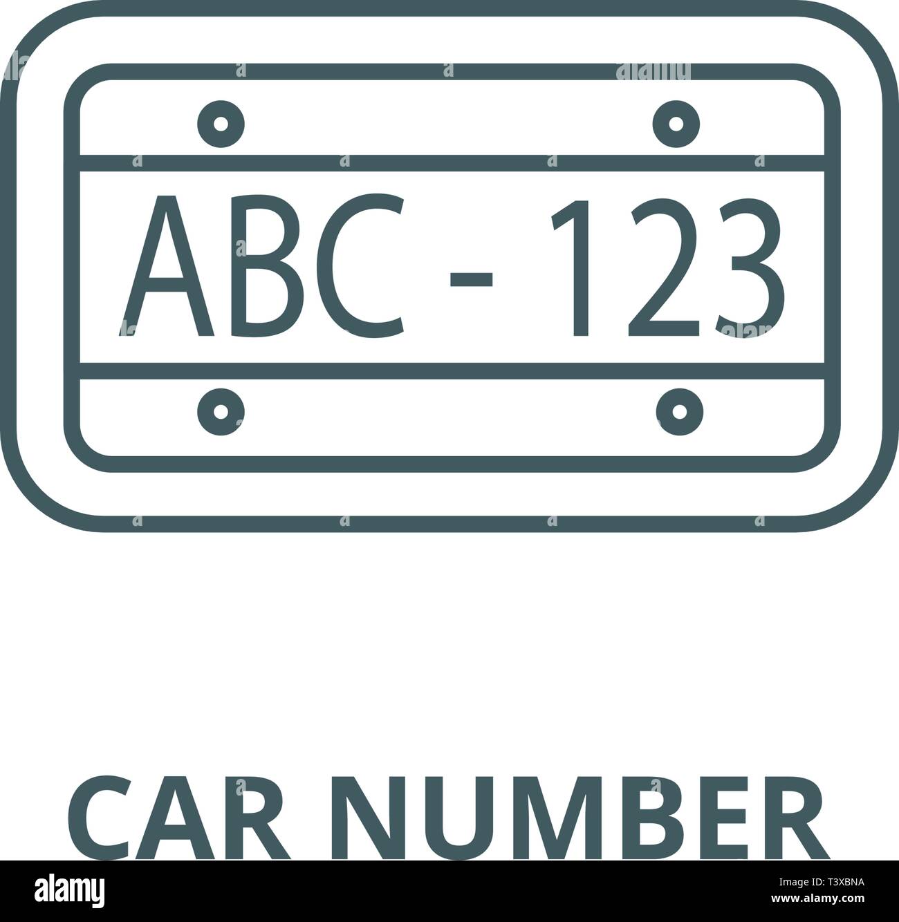Icono de línea Número de coche, vector. Coche número signo esquema,  concepto símbolo, ilustración plana Imagen Vector de stock - Alamy