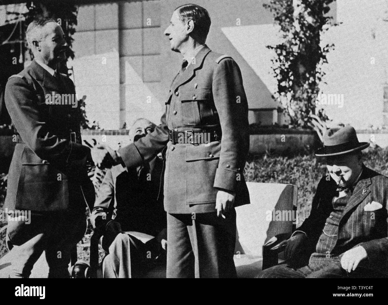 General Giraud, Roosevelt, el General de Gaulle y Winston Churchill en Casablanca, en enero de 1943 Foto de stock