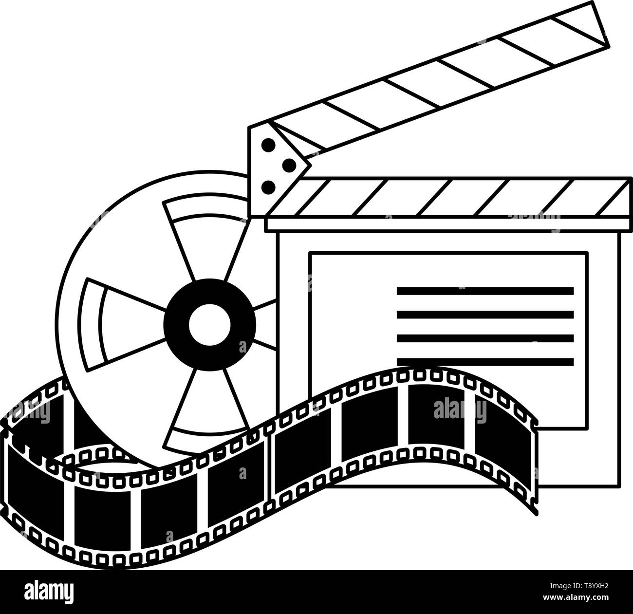 El cine y las películas de dibujos animados en blanco y negro Imagen Vector  de stock - Alamy
