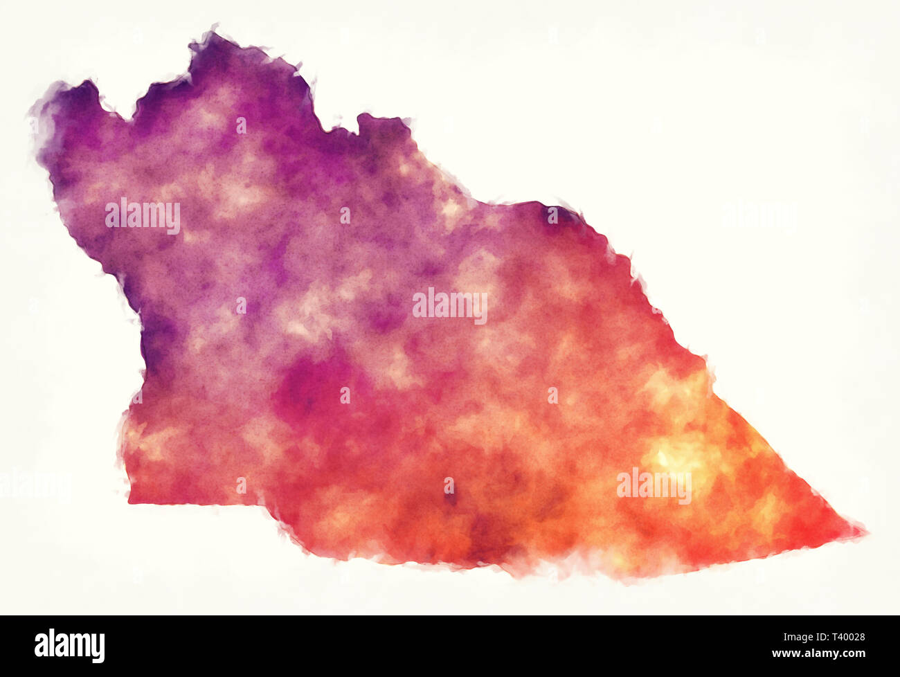 Mapa de la provincia de Cuando Cubango acuarela de Angola Fotografía de