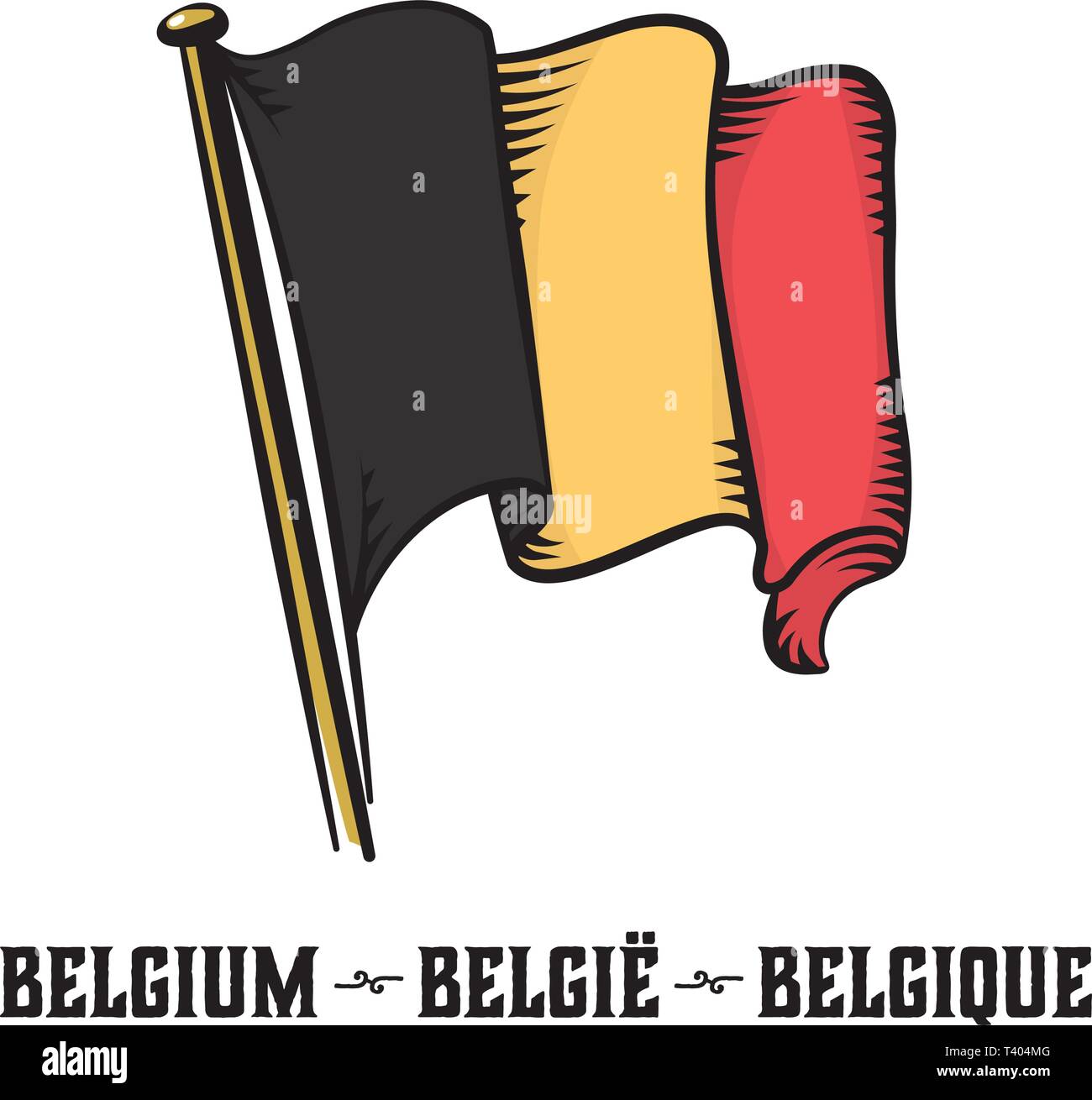 Grabado estilo vintage Bélgica bandera ilustración vectorial Ilustración del Vector