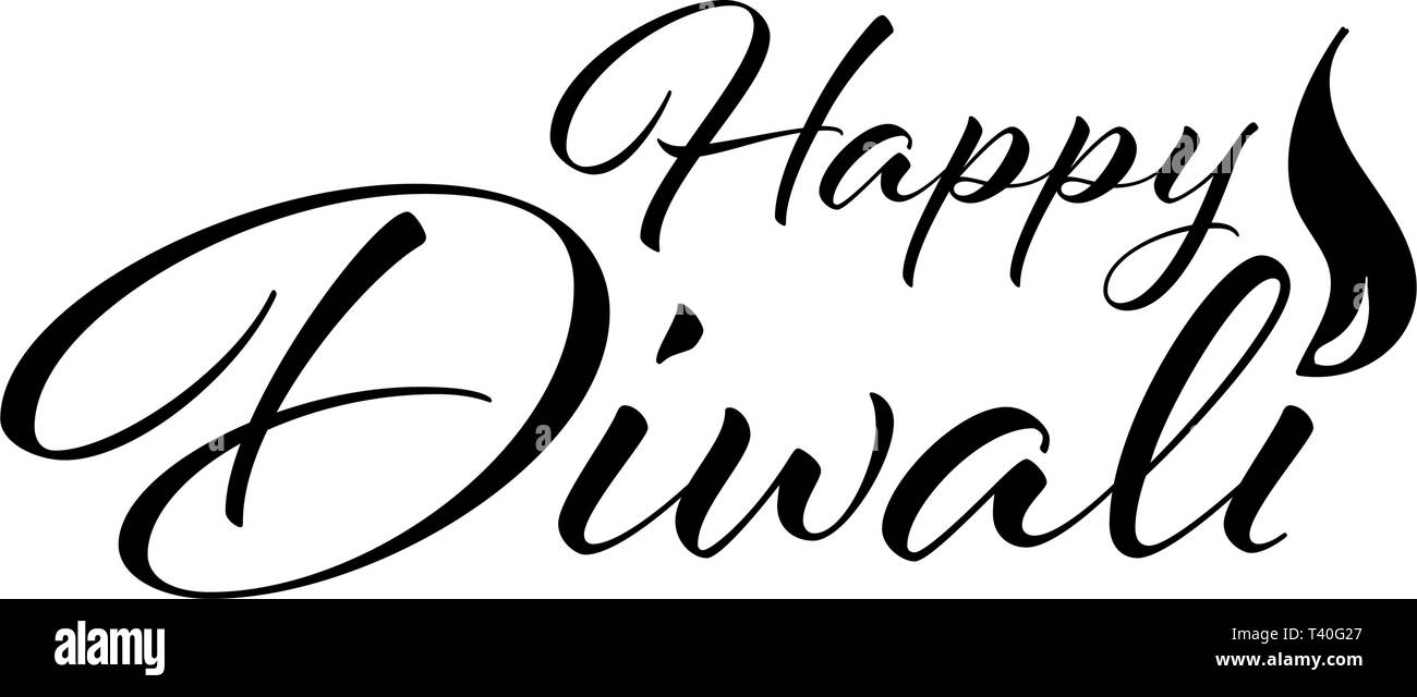 Tipo De Letras Manuscritas Composicion De Feliz Diwali Con Llama