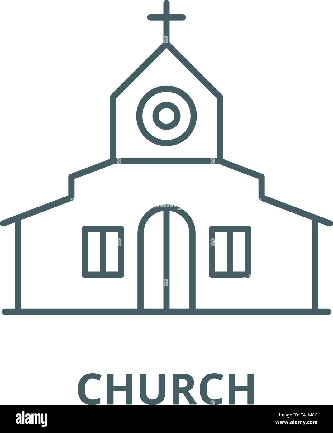 La línea de la Iglesia, icono de vector. Iglesia signo de esquema, concepto  símbolo, ilustración plana Imagen Vector de stock - Alamy