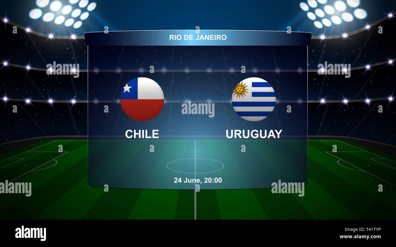 Chile vs Uruguay marcador de fútbol soccer plantilla gráfica de difusión  Imagen Vector de stock - Alamy