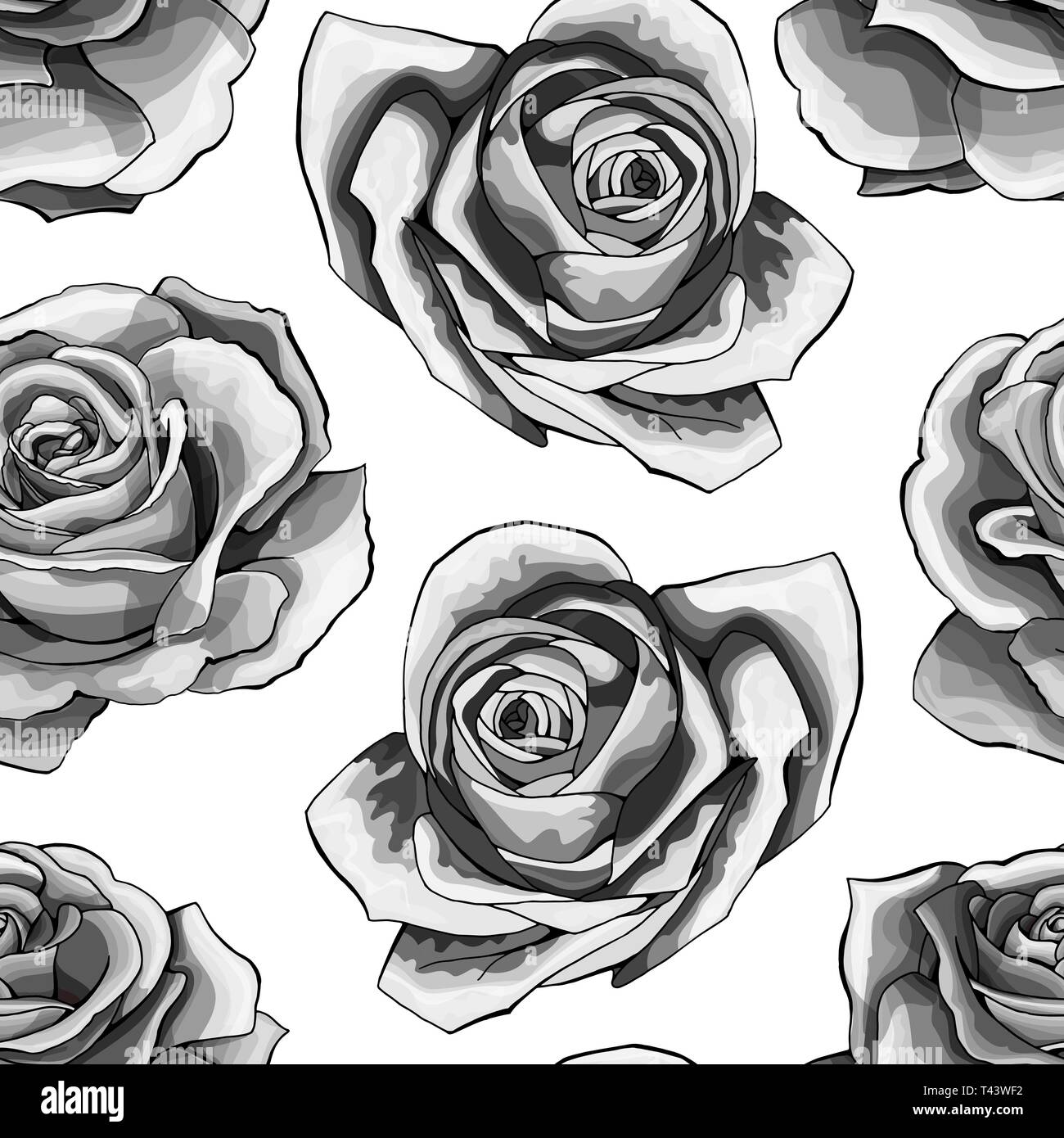 Rosas blancas vintage patrón sin fisuras. Rosas flores azules sobre fondo  aislado Imagen Vector de stock - Alamy