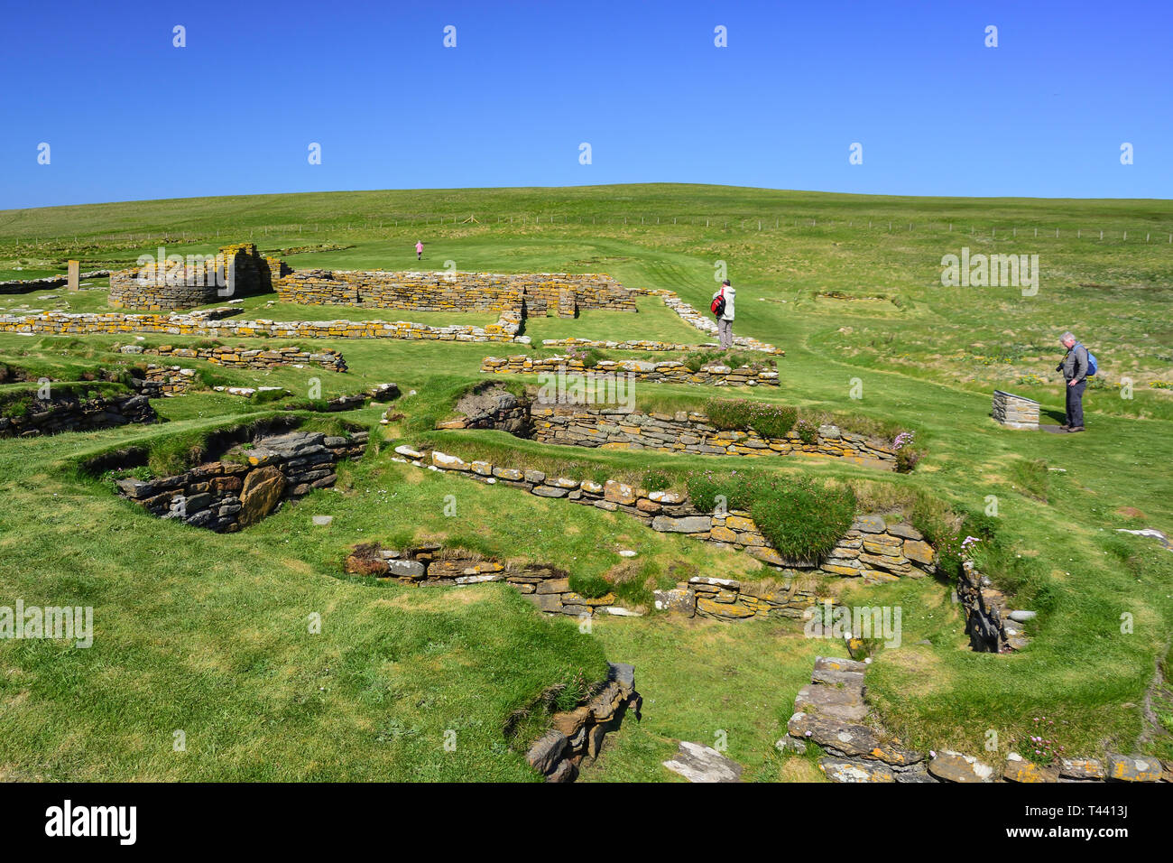 Y Norse Pictish antiguos asentamientos en la Brough de Birsay Isla, Birsay, Continental, las Islas Orkney, las Islas del Norte, Scotland, Reino Unido Foto de stock