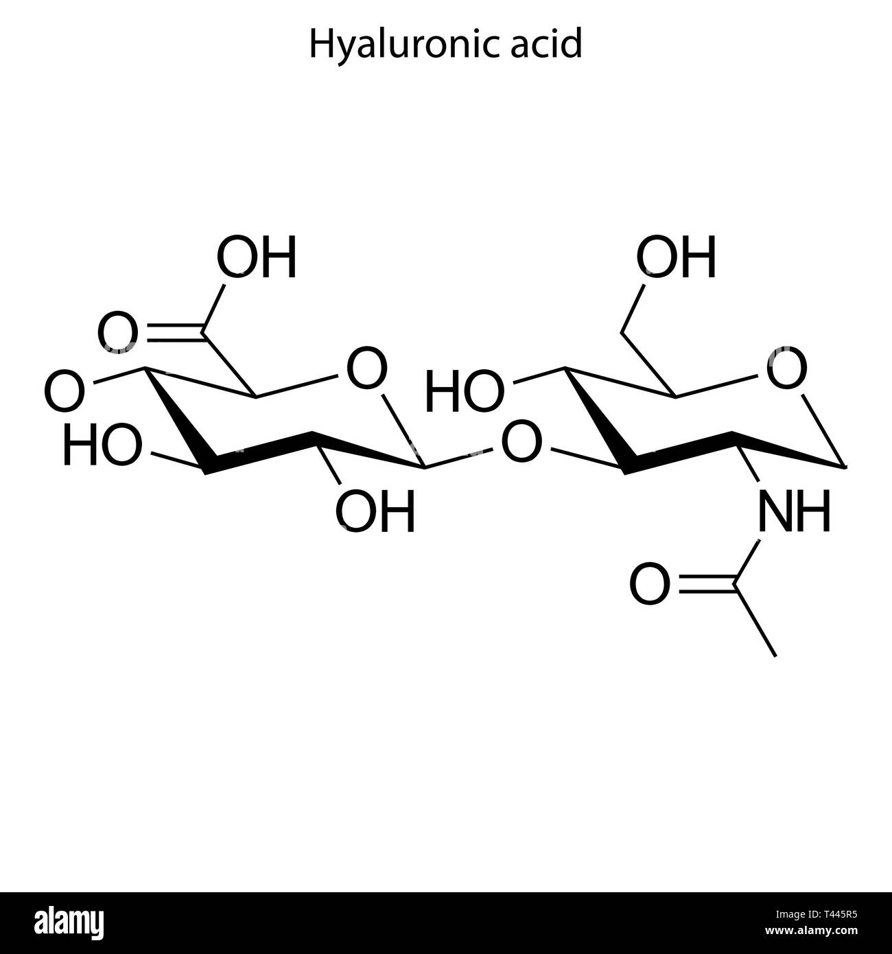 Fórmula esqueletal del ácido hialurónico. molécula química Imagen
