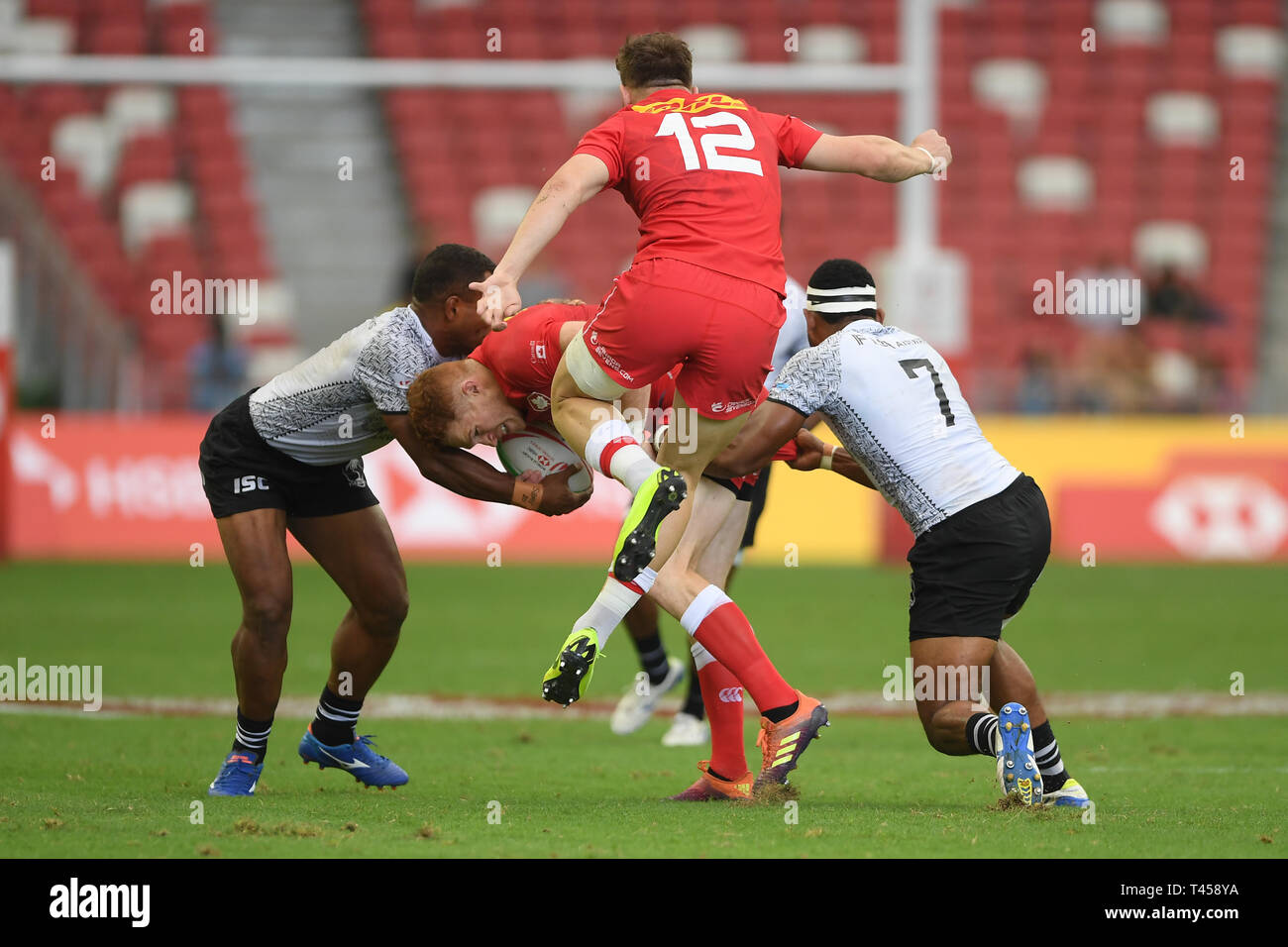 Connor Braid (CAN), Apr 13, 2019 - en acción durante la Fiji vs Canadá Singapur HSBC Rugby 7s 2019 Crédito: Haruhiko Otsuka/AFLO/Alamy Live News Foto de stock