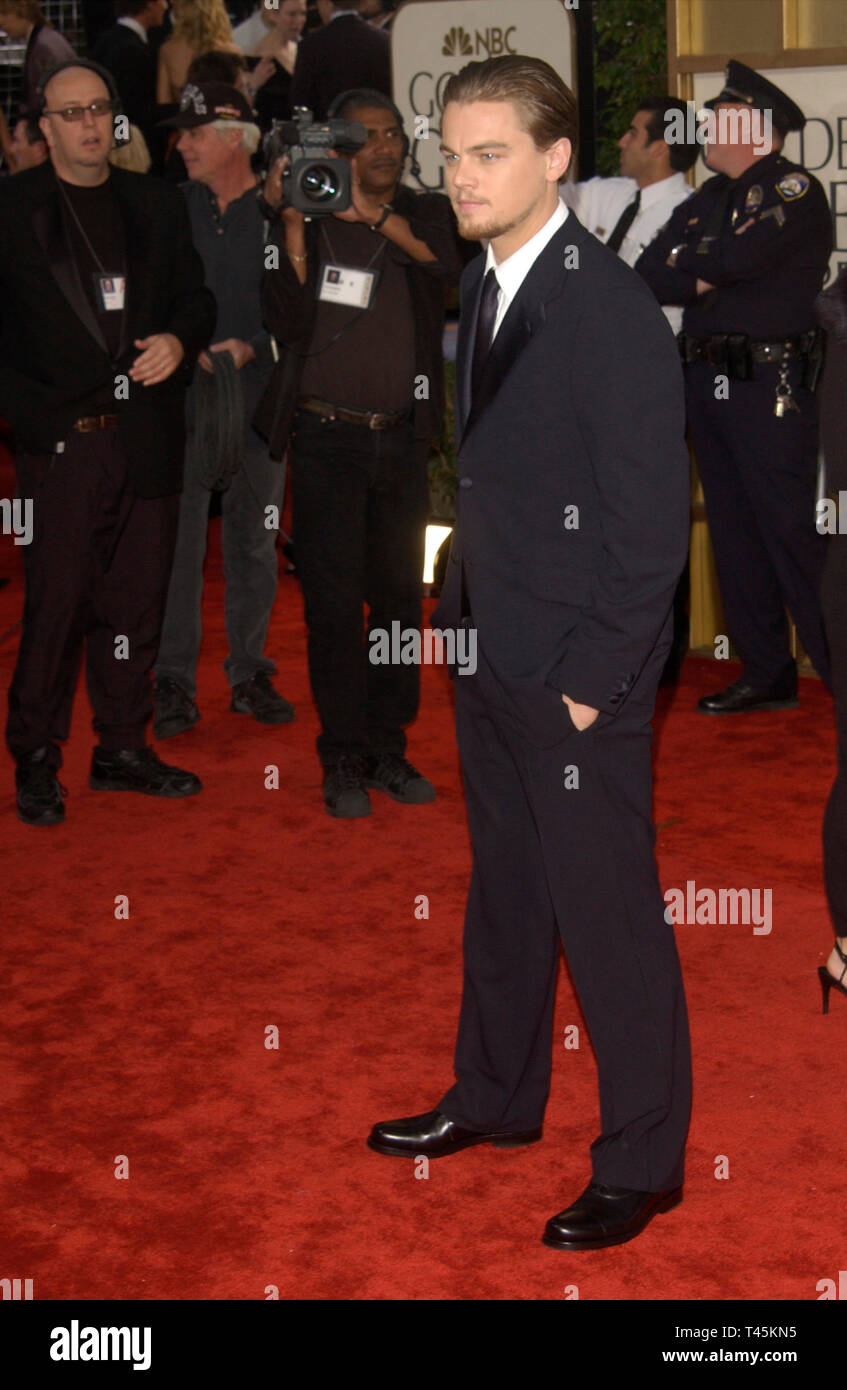 LOS ANGELES, CA. Enero 19, 2003: LEONARDO DiCAPRIO al Golden Globe Awards en el Beverly Hills Hotel Hilton. © Paul Smith / Featureflash Foto de stock