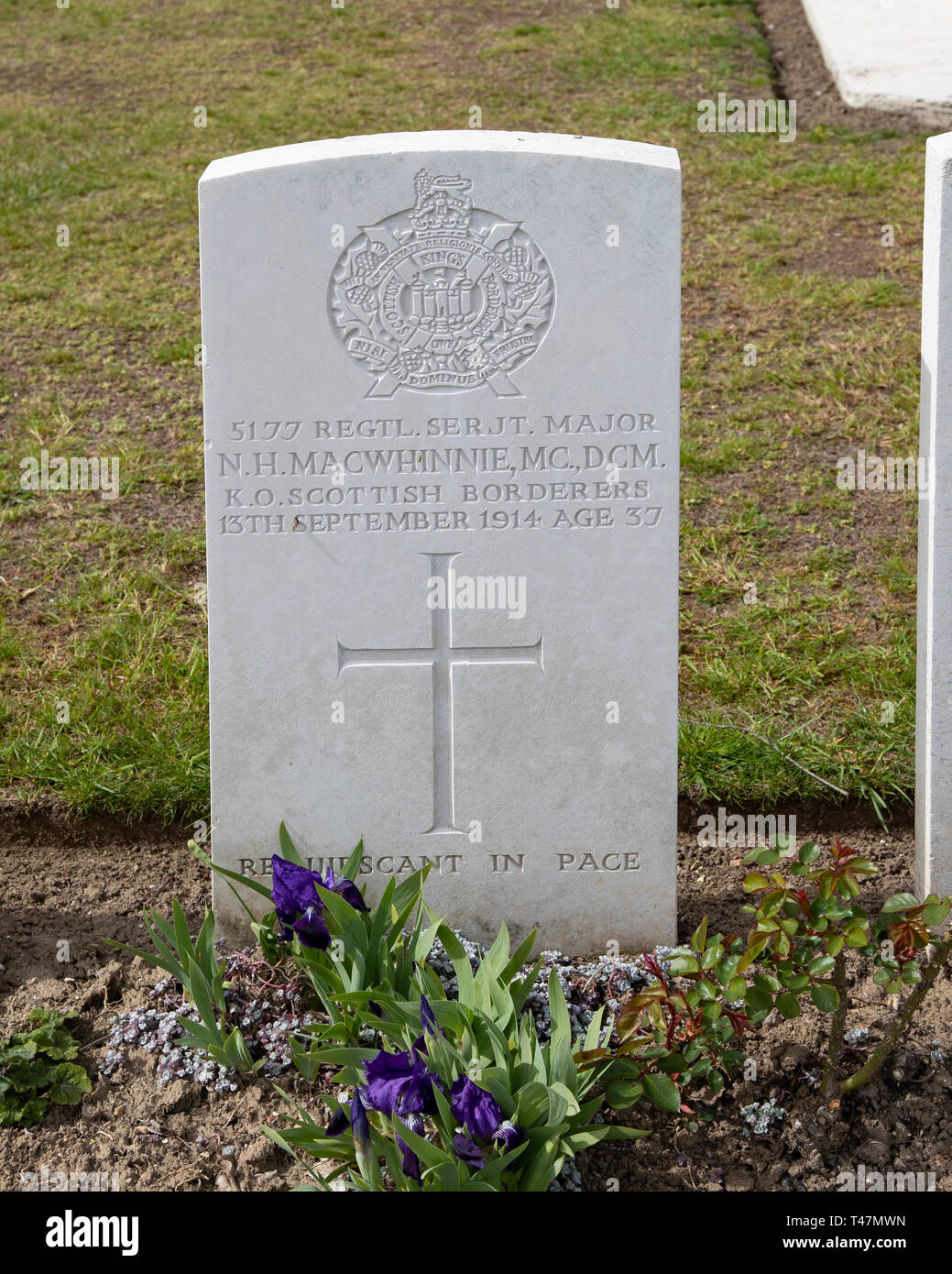 Tumba de RSM McWhinnie MC Vailly cementerio CWGC DCM en Francia Foto de stock