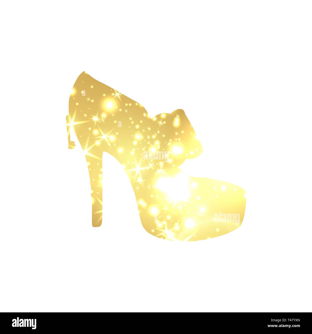 Zapatos de oro símbolo con silueta de oro y luces brillantes. Creative  Moderno Fashion Shop Logo Plantilla. Símbolo ilustración sobre fondo negro  Imagen Vector de stock - Alamy