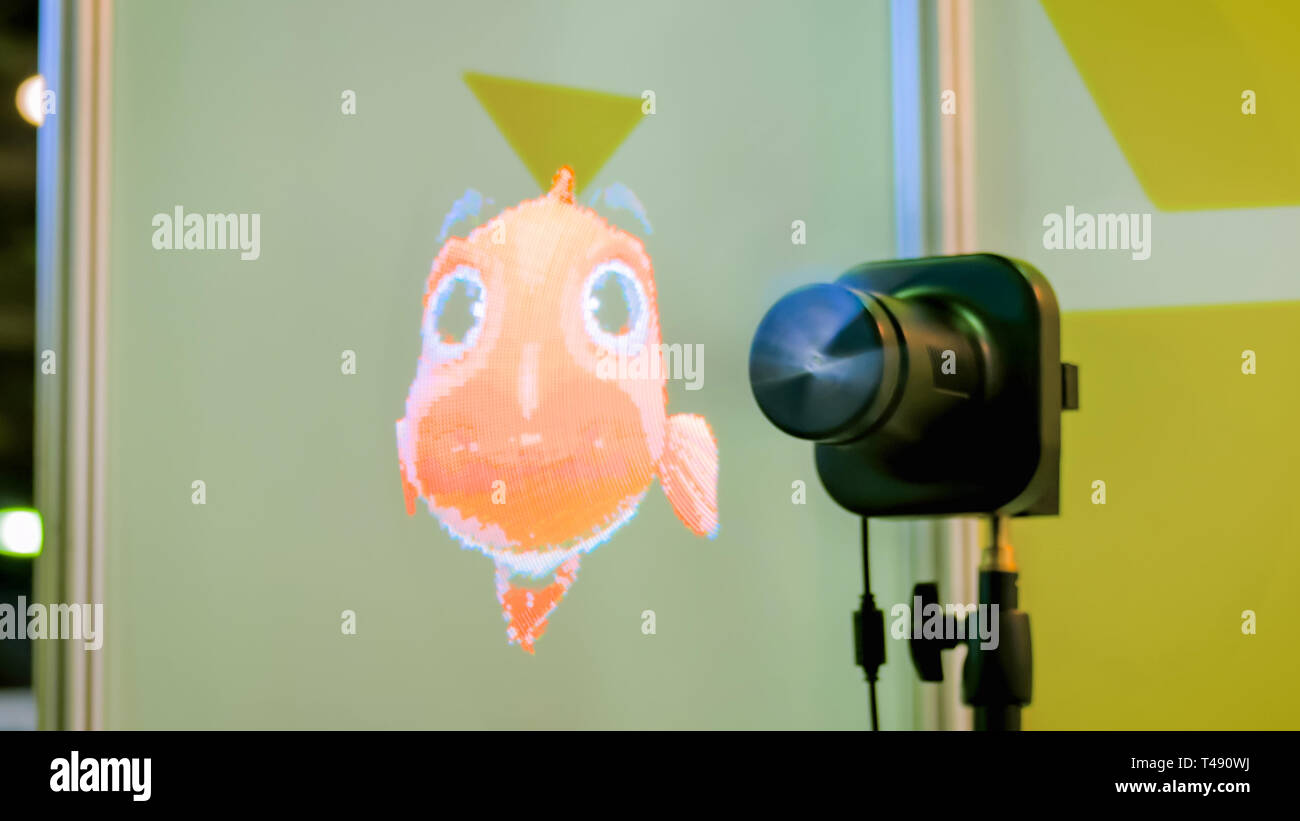 Holo 3D led ventilador proyector publicidad Fotografía de stock - Alamy