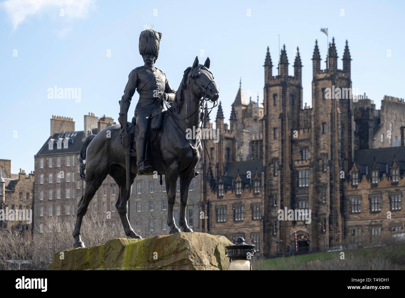 Royal Scots Greys Guerra de los Bóers estatua ecuestre en Edimburgo, Escocia, Reino Unido, Europa Foto de stock