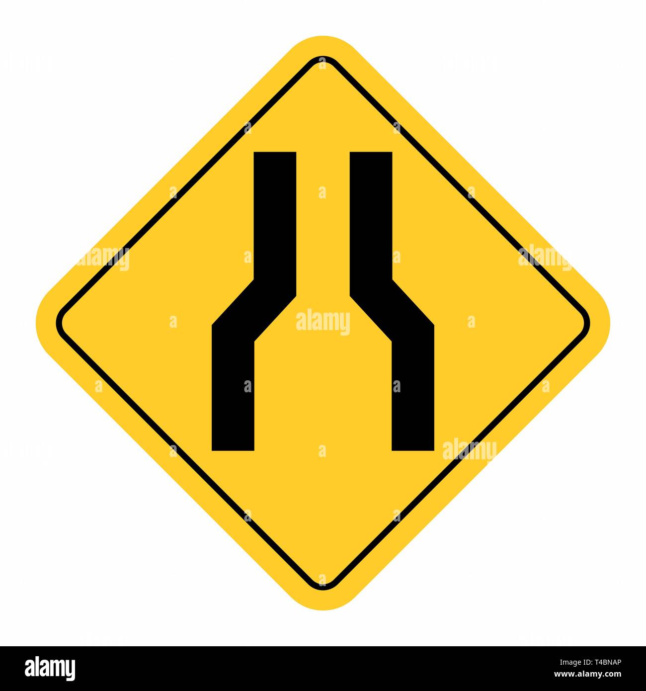 Ilustración de la angosta carretera firmar sobre fondo blanco. Ilustración del Vector